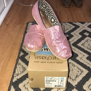AUTHENTIC!! Pink Glitter Classic TOMS